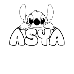 Coloriage prénom ASYA - décor Stitch