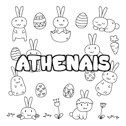 Coloriage prénom ATHENAIS - décor Paques