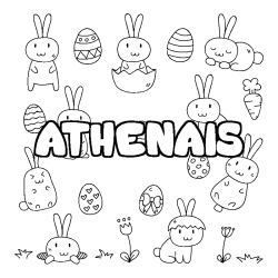 Coloriage pr&eacute;nom ATHENAIS - d&eacute;cor Paques