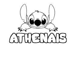 Coloriage prénom ATHENAIS - décor Stitch