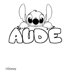 Coloriage pr&eacute;nom AUDE - d&eacute;cor Stitch
