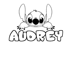 Coloriage prénom AUDREY - décor Stitch