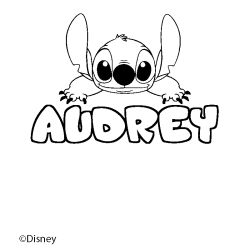 Coloriage pr&eacute;nom AUDREY - d&eacute;cor Stitch