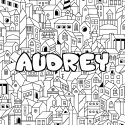 Coloriage prénom AUDREY - décor Ville