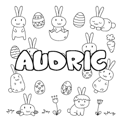 Coloriage pr&eacute;nom AUDRIC - d&eacute;cor Paques