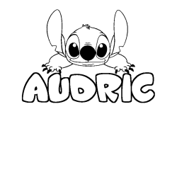 Coloriage prénom AUDRIC - décor Stitch