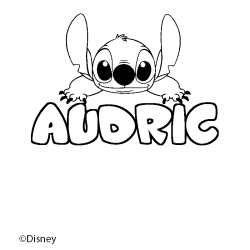 Coloriage pr&eacute;nom AUDRIC - d&eacute;cor Stitch