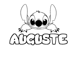 Coloriage prénom AUGUSTE - décor Stitch