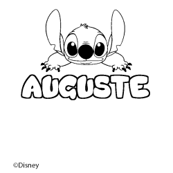 Coloriage pr&eacute;nom AUGUSTE - d&eacute;cor Stitch