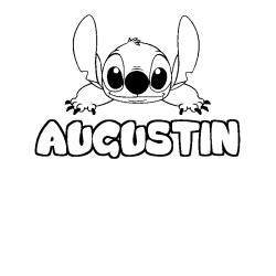 Coloriage prénom AUGUSTIN - décor Stitch