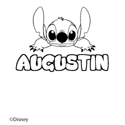 Coloriage pr&eacute;nom AUGUSTIN - d&eacute;cor Stitch