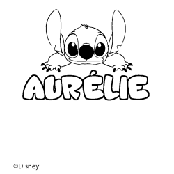 Coloriage AUR&Eacute;LIE - d&eacute;cor Stitch
