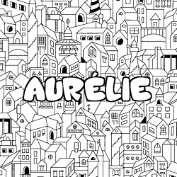Coloriage AUR&Eacute;LIE - d&eacute;cor Ville