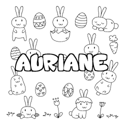 Coloriage pr&eacute;nom AURIANE - d&eacute;cor Paques