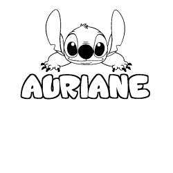 Coloriage prénom AURIANE - décor Stitch