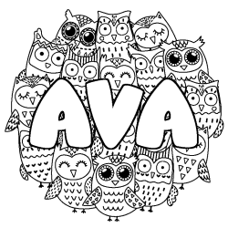 Coloriage AVA - d&eacute;cor Chouettes