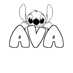 Coloriage prénom AVA - décor Stitch