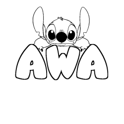 Coloriage prénom AWA - décor Stitch
