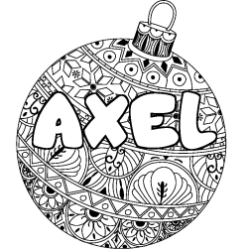 Coloriage prénom AXEL - décor Boule de Noël