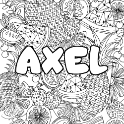 Coloriage AXEL - d&eacute;cor Mandala fruits