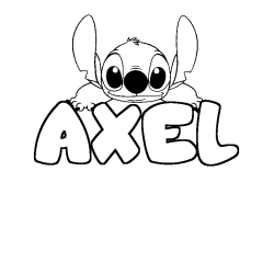 Coloriage prénom AXEL - décor Stitch