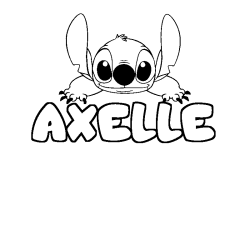 Coloriage prénom AXELLE - décor Stitch