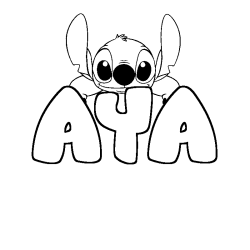 Coloriage prénom AYA - décor Stitch