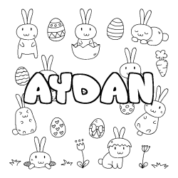 Coloriage pr&eacute;nom AYDAN - d&eacute;cor Paques