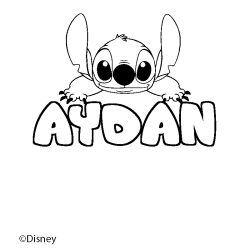Coloriage pr&eacute;nom AYDAN - d&eacute;cor Stitch
