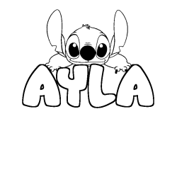 Coloriage prénom AYLA - décor Stitch