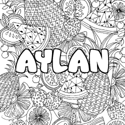 Coloriage prénom AYLAN - décor Mandala fruits