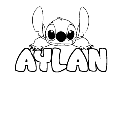 Coloriage prénom AYLAN - décor Stitch