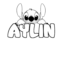Coloriage prénom AYLIN - décor Stitch