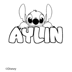 Coloriage pr&eacute;nom AYLIN - d&eacute;cor Stitch