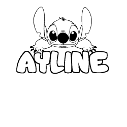 Coloriage prénom AYLINE - décor Stitch