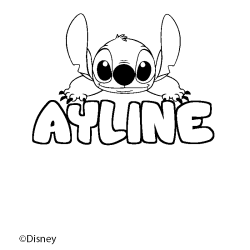 Coloriage pr&eacute;nom AYLINE - d&eacute;cor Stitch