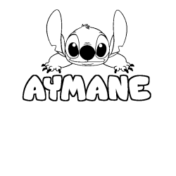 Coloriage prénom AYMANE - décor Stitch