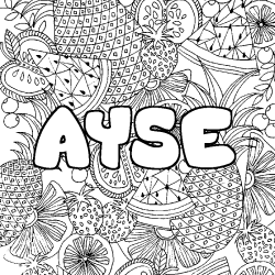 Coloriage prénom AYSE - décor Mandala fruits