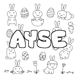 Coloriage prénom AYSE - décor Paques