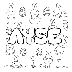 Coloriage pr&eacute;nom AYSE - d&eacute;cor Paques