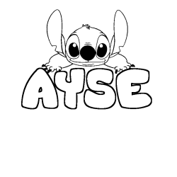 Coloriage prénom AYSE - décor Stitch