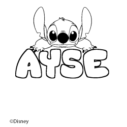 Coloriage pr&eacute;nom AYSE - d&eacute;cor Stitch