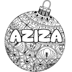 Coloriage prénom AZIZA - décor Boule de Noël