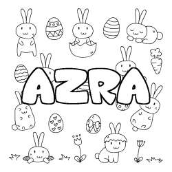 Coloriage prénom AZRA - décor Paques
