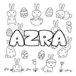 Coloriage pr&eacute;nom AZRA - d&eacute;cor Paques