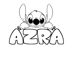Coloriage prénom AZRA - décor Stitch