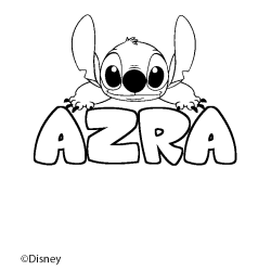 Coloriage pr&eacute;nom AZRA - d&eacute;cor Stitch