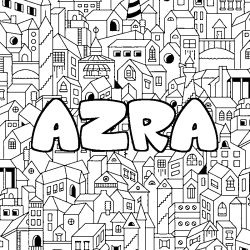 Coloriage prénom AZRA - décor Ville