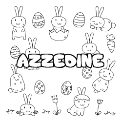 Coloriage pr&eacute;nom AZZEDINE - d&eacute;cor Paques