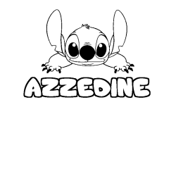 Coloriage prénom AZZEDINE - décor Stitch